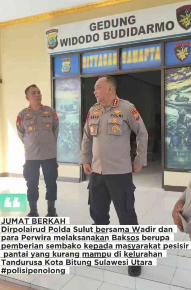 MCI Media : Jumat Berkah Polairud Polda Sulut, Dirpolairud Bagikan Bantuan Langsung ke Warga